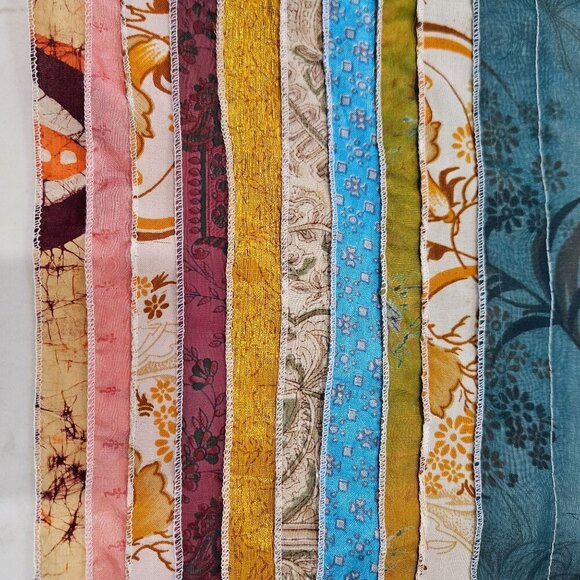 Handmade Patchwork Boho Scarf With Multicolor Strips Of Fabric - Picture 9 of 9